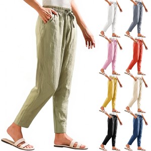 <span class=keywords><strong>Pantaloni</strong></span> Lunghi da <span class=keywords><strong>Donna</strong></span> <span class=keywords><strong>in</strong></span> Cotone e <span class=keywords><strong>Lino</strong></span>, Tinta Unita, <span class=keywords><strong>con</strong></span> <span class=keywords><strong>Elastico</strong></span> <span class=keywords><strong>in</strong></span> <span class=keywords><strong>Vita</strong></span>, Tasche, Casual e Traspiranti, <span class=keywords><strong>Vita</strong></span> Media - Product Image 1