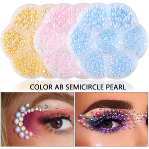 Semicerchio transfrontaliero AB Pearl 7 fiori di prugna in resina Nail Art gioielli in scatola di colore fatti da te strass di plastica all'ingrosso - Product Image 3