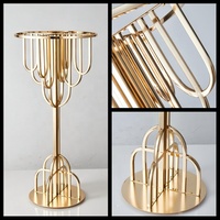 Decoración Moderna y Elegante para Fiestas de Boda, Soporte de Flores de Hierro Dorado de 35 Pulgadas de Alto para Centros de Mesa de Boda