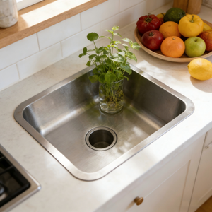 Design moderne en acier inoxydable 304 fait à la main sous le comptoir petit évier de <span class=keywords><strong>cuisine</strong></span> 44*39*20cm taille de <span class=keywords><strong>siphon</strong></span> assorti avec robinet - Product Image 4