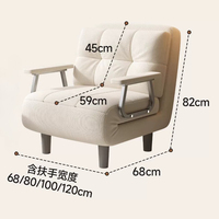 Fauteuil-lit convertible en métal avec accoudoirs, coussin rembourré à grille, inclinable multi-angles