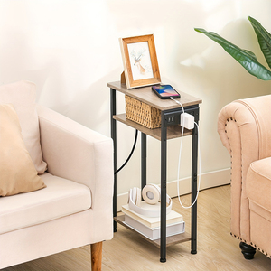 Factory Customize Narrow <b>Side</b> Table With Charging Station With USB Ports Small Spaces 3-Tier <b>Side</b> Table Narrow End Table - Product Image 2