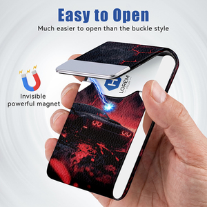 กระเป๋าสตางค์ใส่บัตรเครดิต/นามบัตรแบบบาง JIANJI ป้องกัน RFID พร้อมแม่เหล็กปิดและโลโก้แบบนูน - Product Image 5