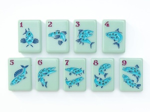 Fichas <span class=keywords><strong>de</strong></span> Mahjong Acrílicas Verdes Americanas Modernas <span class=keywords><strong>de</strong></span> Lujo, Línea Montaña: Fichas <span class=keywords><strong>de</strong></span> Mahjong Verde Salvia, 160 Piezas Pintadas a Mano, Regalo - Product Image 3