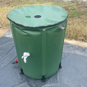100 gallons 380L pliable baril de pluie pliable Portable réservoir de stockage d'eau baril d'eau de jardin avec drains et robinets - Product Image 1