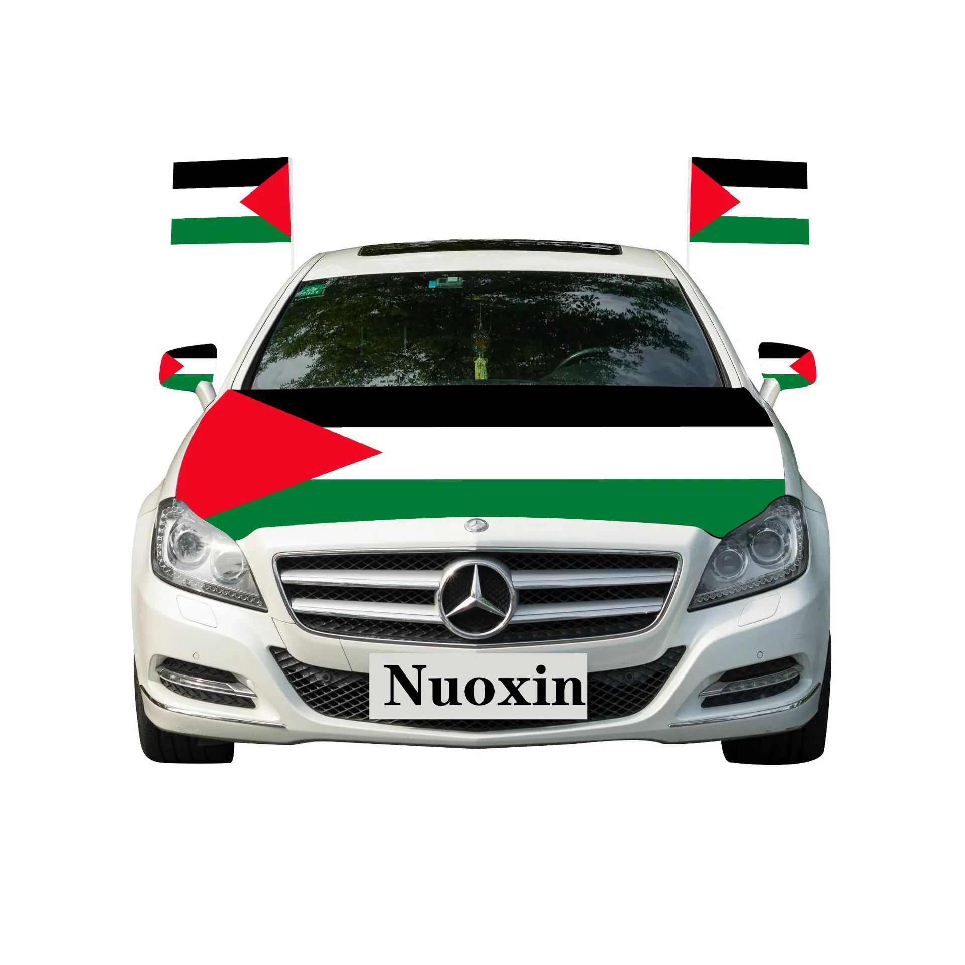 Nuoxin Printing Günstigste 120*160cm 100% Polyester Stoffe Palästina Motor Motorhaube Abdeckung Flagge für Auto Dekoration