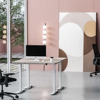 Bureau d'ordinateur portable roulant OMNI moderne en acier et bois pour bureau ou table de chevet avec roulettes et design pliable peu encombrant
