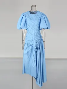 TWOTWINSTYLE-robes longues irrégulières tissées à <span class=keywords><strong>manches</strong></span> <span class=keywords><strong>courtes</strong></span> pour femmes - Product Image 5