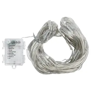 Guirlandes lumineuses plates avec piles 3AA, lumière blanche chaude, dimensions de 1,5 m x 1,5 m ; idéales pour la décoration et l'ambiance. - Product Image 2