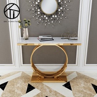 Console de luxe léger pour couloir, meuble d'entrée rond simple, table d'entrée moderne en marbre, table murale longue