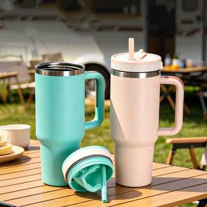 Vaso de acero inoxidable de 40 oz con pajita giratoria y mecanismo de elevación automático, impresión personalizada en todo el cuerpo: 3D / 5D UV, vaso de 40 oz - Product Image 1