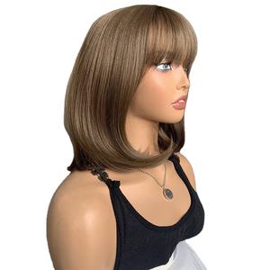 วิกผมสังเคราะห์ผมสั้นสีน้ำตาลเข้มและสีบลอนด์ยาวถึงไหล่ตรงเรียบธรรมชาติสไตล์เป็นชั้น - Product Image 1