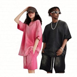 Women's Custom Streetwear T-Shirts Knitted 100% Cotton Washed Gradient Colors Breathable Soft Anti-Shrink - Product Image 6
