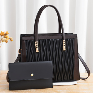 Conjunto de dos bolsos para mujer, bolso informal plisado tipo nido, bolso de hombro cruzado de gran capacidad - Product Image 4