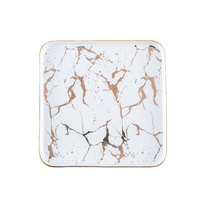 Vaisselle nordique marbre céramique vaisselle assiettes Restaurant mat or jante luxe noir blanc carré Steak assiettes ensemble
