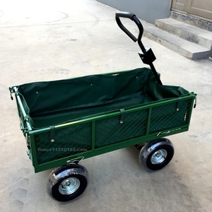 Carrello da Giardino a 4 Ruote Resistente Capacità 350kg con Recinzione Rimovibile in Rete Metallica Piattaforma Multiuso - Product Image 5