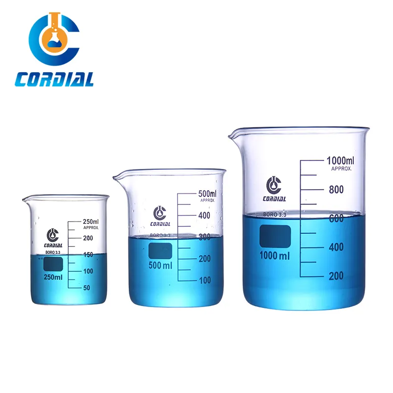 CORDIAL Vaso de Forma Baja al por mayor 500ml Vaso de Vidrio de Borosilicato Cristalería de laboratorio