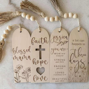 Marcapáginas personalizados de la <span class=keywords><strong>Biblia</strong></span> transfronteriza, marcapáginas de madera grabados con láser, cuerda de cáñamo promocional - Product Image 2