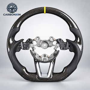 Volant en cuir et fibre de carbone à fond plat forgé sur mesure pour Mazda 3 6 CX3 CX5 CX4 CX8 CX9 MX5 CX-5 MX-5 BP BM KE 2014 - Product Image 1