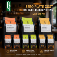 Sacs à café personnalisés imprimés numériquement avec valve, faible MOQ 10 pièces, pochettes colorées en aluminium à fond plat, Bolsas De Empaque 12oz 250g