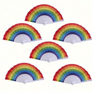 Hot Sale Rainbow Folding <b>Hand</b> <b>Fan</b> Plastic Ribs <b>Fan</b> Rainbow Gay Pride <b>Hand</b> Bamboo Held Folding <b>Fan</b> - Product Image 6