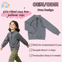 Sweat-shirt personnalisé pour filles OEM ODM, col montant, manches raglan, hauts doux à ourlet côtelé pour enfants, couleur personnalisée, vêtements quotidiens