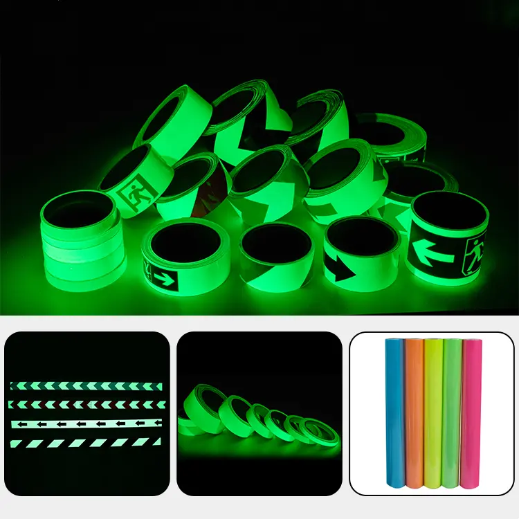 Wholesale PET Self Adhesive Luminous Luminescent Vinyl Suppliers Photoluminescent Glow In The Dark Tape Film