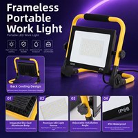 Projecteur LED étanche IP66 transfrontalier, alimenté par le réseau électrique, pliable, portable, pour le camping en extérieur, avec 8500 lumens