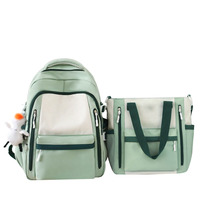 Sac à bandoulière 2 pièces personnalisé pas cher en gros, sac à dos simple pour étudiants du secondaire, sacs d'école avec pendentif