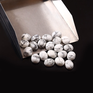 Cabochon ovale en howlite blanche naturelle de luxe 5x3 MM, pierre précieuse lisse et non montée pour la fabrication de bagues, boucles d'oreilles, pendentifs, bracelets et bijoux - Product Image 3