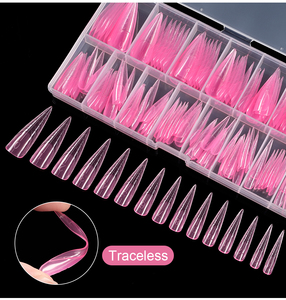 Logo Oem 150 unids/caja Stilettos plástico puntas de <span class=keywords><strong>uñas</strong></span> formas Gel constructor molde acrílico Gel extensión <span class=keywords><strong>Rosa</strong></span> <span class=keywords><strong>uñas</strong></span> forma dual - Product Image 5