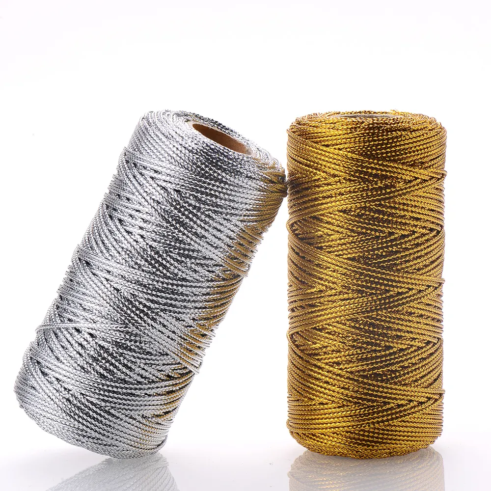 100m/Roll 1.5mm Gold & Silver Color Thread Cord Packing Rope Ornament String For DIY Wedding Party Christmas Gift Decor