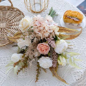 Bouquet de fleurs artificielles CallaFloral, rose en tissu tissé plastique, décoration de mariage et de maison CF01433 - Product Image 1
