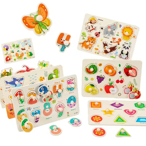 Montessori cổ điển bằng gỗ Knob Câu Đố trẻ em trẻ mới biết đi thiết lập số động vật Rau phương tiện đi lại PEG Câu Đố giáo dục học tập - Product Image 1