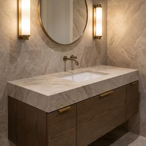 Piano d'appoggio in quarzite Taj Mahal di lusso, moderno lavabo in pietra <span class=keywords><strong>per</strong></span> bagno, <span class=keywords><strong>per</strong></span> arredamento casa e bagno - Product Image 2