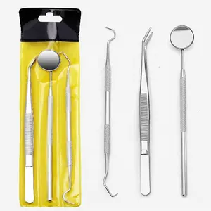 Kit 3 en 1 de Herramientas de <span class=keywords><strong>Limpieza</strong></span> Dental de Acero Inoxidable Sonda Pinzas Espejo <span class=keywords><strong>Bucal</strong></span> - Product Image 1