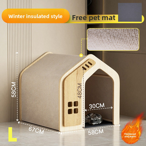 บ้านสัตว์เลี้ยง JSD สำหรับสี่ฤดู ทำจากไม้เนื้อแข็ง บุด้วยผ้าฝ้าย ดีไซน์รังนก ปิดด้วยแถบตีนตุ๊กแก สำหรับสุนัขขนาดเล็ก/ใหญ่ ทนทาน ประกอบง่าย - Product Image 2