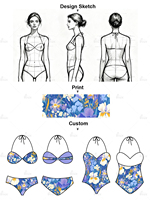 Vrouwen strapless bikini driedelige set zeesterprint decor doorschijnende mesh rok sexy strandbadkleding grensoverschrijdende groothandel