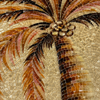 Mosaïque murale en verre grand format sur mesure, motif palmier de forêt tropicale, pour espace commercial