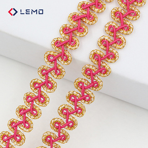 Cinta Trenzada de Hilo Metálico Dorado y Plateado con Bordado de Centípedo y Diseño Espiga para Ropa, Cortinas, Bolsos y Accesorios de Decoración - Product Image 3