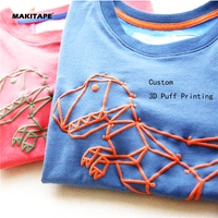 Camiseta de Alta Calidad 100% Algodón con Estampado Puff, Camiseta con Gráfico de Espuma, Camiseta Gruesa para Hombre, Camiseta con Estampado Puff 3D