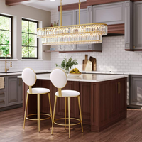 Lustre suspendu rectangulaire moderne de luxe en cristal K9 avec cadre métallique pour îlot de cuisine, salle à manger, décoration intérieure