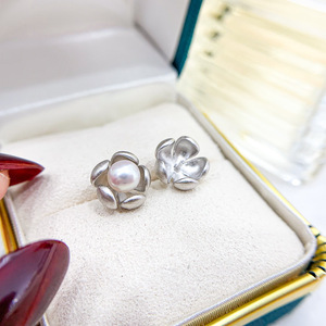 Accesorios de Plata S925 para DIY con Perlas, Cuentas Redondas de 5-7mm, Pequeños Aretes de Flor de Loto y Broches con Forma de Coche 21500 - Product Image 3