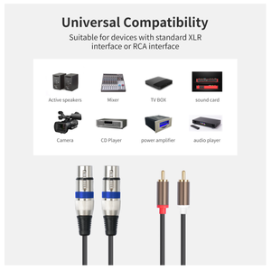<span class=keywords><strong>Cable</strong></span> de Audio de 1.5M 3M 5M 6M con Carcasa Metálica Chapada en Oro, Conductor de Cobre Estañado, 2RCA Macho a 2XLR Hembra, Doble RCA, Doble XLR Hembra - Product Image 6