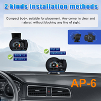 Affichage tête haute (HUD) pour voiture OBD2 GPS AP-6 avec écran LCD intelligent de 4,5 pouces, compteur de vitesse multifonction, compteur numérique