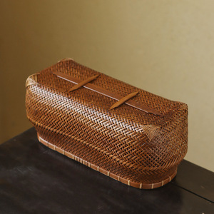 Lacquered handmade <b>bamboo</b> woven storage basket, tea ceremony accessory, tea set storage box, retro Zen-inspired new Chinese - Product Image 3