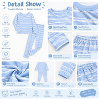 Setelan Piyama Anak Lengan Panjang Grosir, Lembut Nyaman, Motif Garis, Pakaian Tidur, Cetak Kustom, Produsen OEM ODM