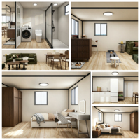 Lüks Genişletilebilir Konteyner Ev Özel Modüler Villa 3 Yatak Odalı Prefabrik Ev Tam Cam Duvarlı Teraslı