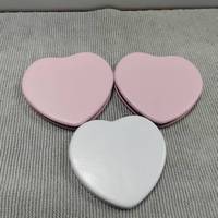 Miroir compact en forme de cœur en cuir PU, mini miroir de poche pour le maquillage, étiquette privée, miroir cosmétique en métal, vente en gros