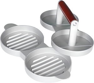 Presse à hamburgers 2-en-1 en aluminium antiadhésif à double plateau avec poignée en bois, outil de barbecue pour la <span class=keywords><strong>maison</strong></span> et la cuisine, pour hamburgers et galettes de <span class=keywords><strong>steak</strong></span> - Product Image 2